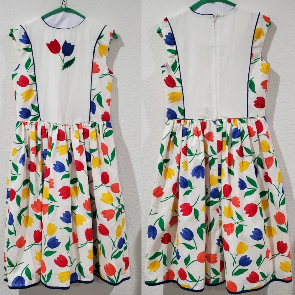 VTG MARIA CASERO Tulip Print Dress Primary Colors